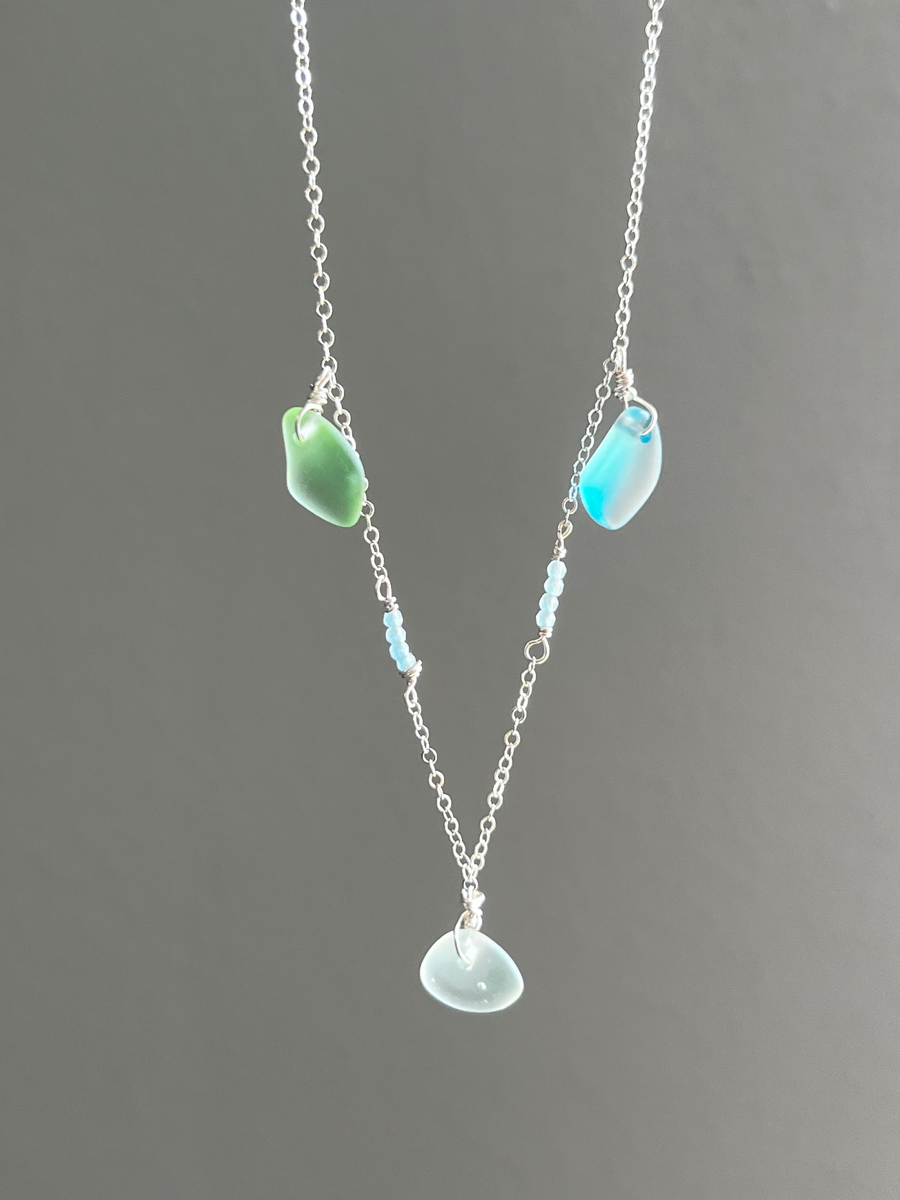 Sterling Silver Triple Sea foam Necklace