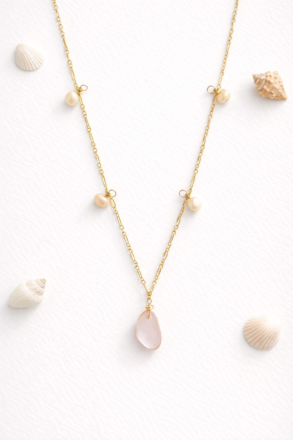 Pink Sea and Pearl Necklace