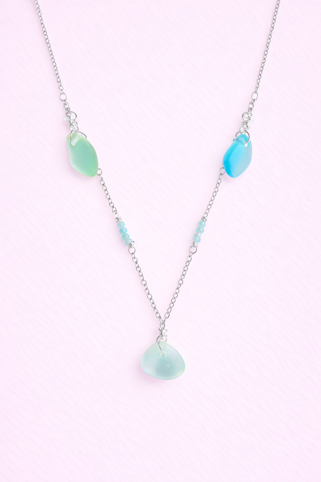 Sterling Silver Triple Sea foam Necklace