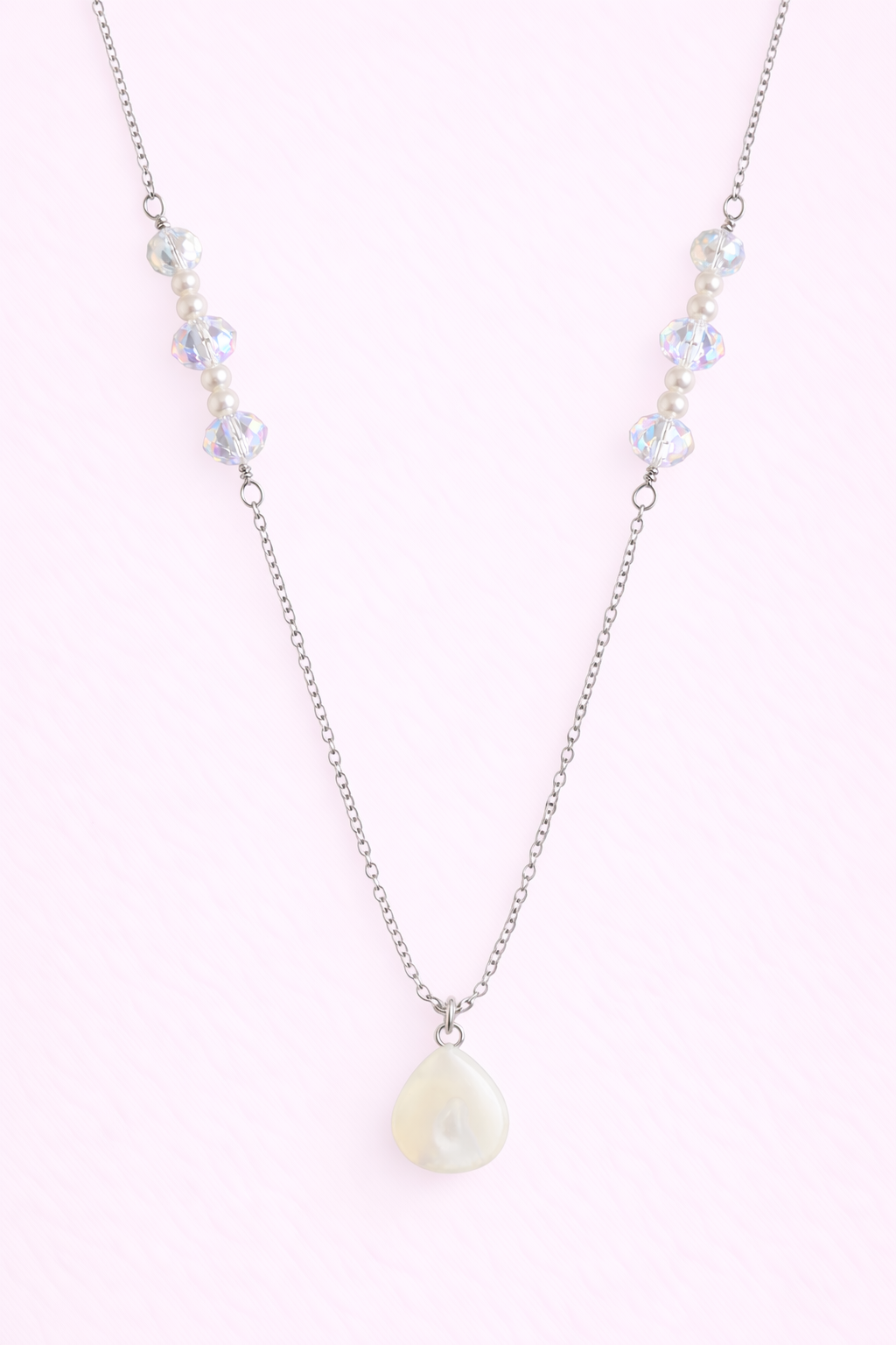 Mother of Pearl Gemstone Necklace-Sterling Silver-